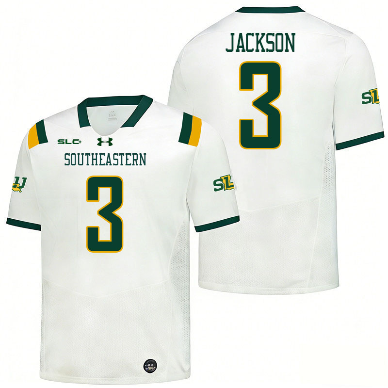 Southeastern Louisiana Lions #3 Deantre Jackson College Football Jerseys,Uniforms Stitched-White